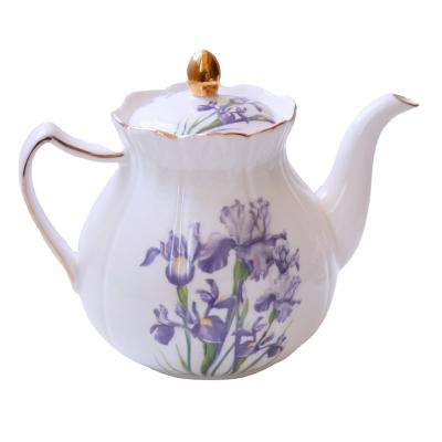 China European Light Luxury Purple Iris China Alice Teapot Coffee Cup And Saucer Set Ceramic Afternoon Tea Combined for sale