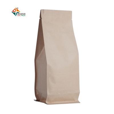 China Barrier DXC 250g Flat Bottom Pouches Pouch Kraft Paper For Coffee Bean for sale