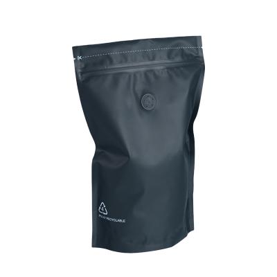 China Barrier DXC 150g Recyclable Stand Up Pouches With Zip And Valve Black for sale