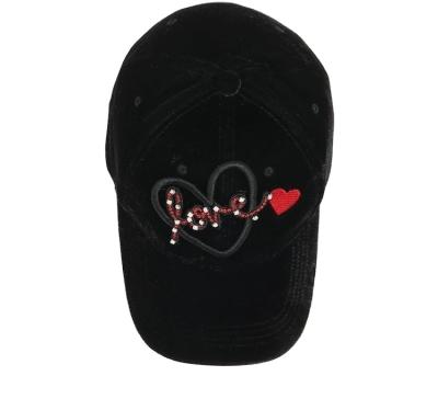 China Fashion JOINT custom velvet baseball c a p hat with cordate embroidery for fall and winter for sale