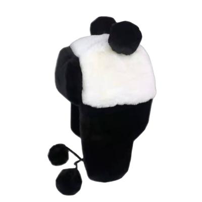 China Unisex Warm Fur Panda Trooper Aviator Bomber Black Ski Earflap Hat Russian Ushanka Winter Faux White COMMON for sale