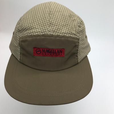 China breathable & Fashion Waterproof Flat Brim High Quality Woven 5panel Label Checked Hats Caps for sale