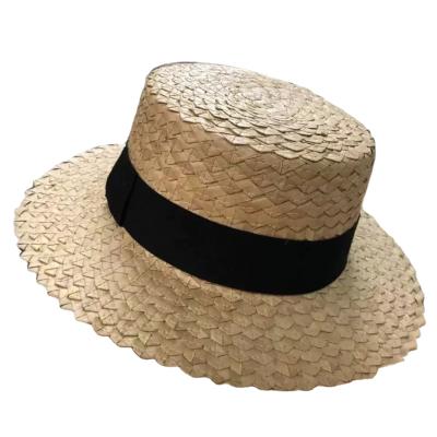 China Character Crochet Hand Knitting Langya Straw Boater Sun Hat for sale