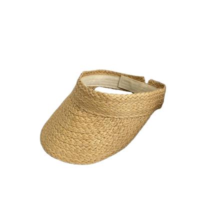 China Character Crochet Hand Knitting Raffia Straw Visor Sun Hat for sale