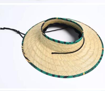 China Hand Knitting Character Crochet Round Brim Straw Visor Hawaiian Crownless Lifeguard Sun Hat for sale