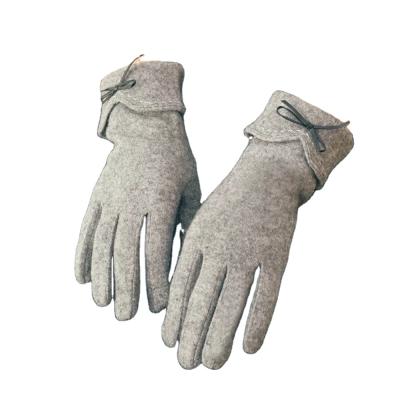 China Simple Lady Women Woolen Mix Touch Screen Gloves With Flannel Lining for sale