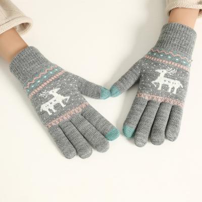 China Jacquard joyseen wholesale the winter touch screen magic jacquard knitted acrylic glove for sale