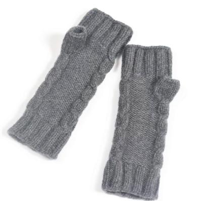 China High quality simple solid color handmade knit fingerless 100%wool mittens for sale