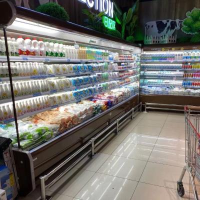 China Multi-platform Commercial Vegetable Display Eco-friendly Wholesale Price Air Curtain Chiller Freezer For Supermarket for sale