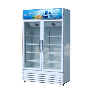 China Commercial Double-Door Beverage Display Freezer Refrigerator Single-Temperature Upright Refrigerator Beverage Cooler for sale