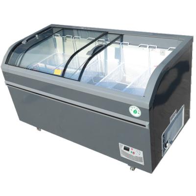 China Single-Temperature Supermarket Food Meat Display Freezer Sliding Glass Door Combined Island Freezer for sale