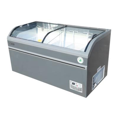 China Glass Chest Freezer Single-Temperature Display Island Freezer Horizontal Door Freezer for sale