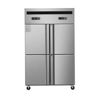 China Double-temperature commercial freezer for sale vertical stainless steel frozen ice cream refrigerator for sale