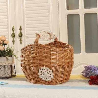 China Traditional Warm Wicker Woven Razor Case Watch Case Storage Cosmetics Vendor Bag Flower Basket Purse Lady's Fruit Basket Case Storage Cosmetics Vendor Bag for sale