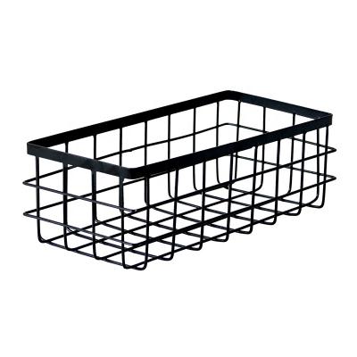 China Wholesale Viable Farmhouse Decoration Metal Wire Food Storage Organizer Bin Basket For Sideboards, Pantry, Bathroom, Laundry Room for sale