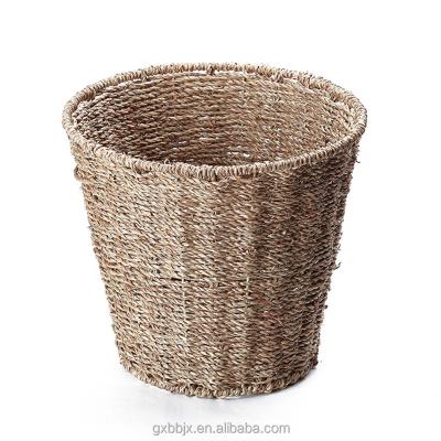 China Sustainable Household Basics Woven Straw Waste Bin Or Storage Basket - For Bathrooms And Bedrooms - Natural for sale