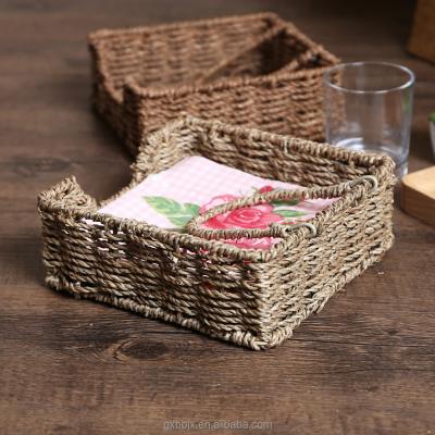 China Factory Wholesale Sustainable China Design Natural Straw Storage Handwoven Basket for sale