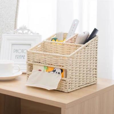 China Creative Towel Box Storage Box Tissue Box Coffee Table Smoking Box Viable Paper Rope Woven Living Room Household for sale