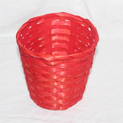 China Factory Sustainable Supply Free Sample Natural Type Storage Round Easter Bright Red Bamboo Baskets For Kids Gift Supplies Decoration for sale