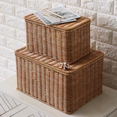 China Foldable Hand Basket Storage Box Rattan Laundry Basket For Clothes Or Toy for sale