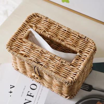 China Transitional multifunctional dining room tissue box rattan vellum box living room tea table paper box split remote control for sale