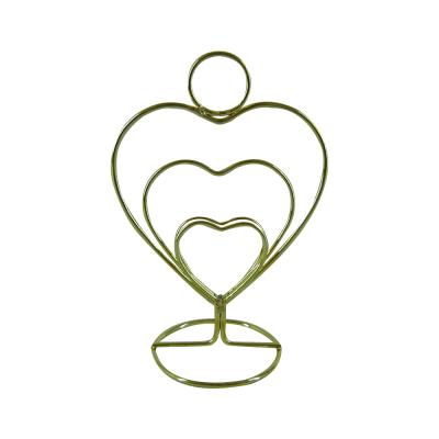 China 4 Inch Modern - Creative Tall Place Card Holder Photo Holder Chrome Plated Gold Metal Heart Clip Decoration Note Holder Desktop Stand for sale