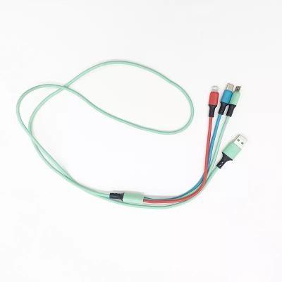 China Popular OEM 3 in 1 micro usb data cable fast charging type c wired cable for iphone Samsung fast charging line android for Huawei for sale