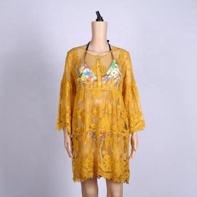 China Wholesale High Quality Anti-UV Lady Crochet Lace Dress Beach Cover Up Clothing for sale