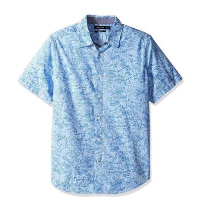 China Breathable Accept OEM Poplin Print Casual Cotton Summer Beach Shirt Loose Hawaiian Logo for sale