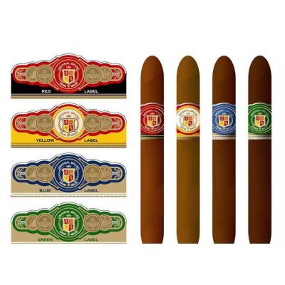 China Waterproof Gold Foil Stamping Cigar Brands Print Cigar Private Logo Band Stickers Custom Cigar for sale