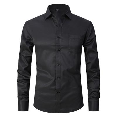 China 2021 Hot-selling men's fashion business long sleeve dress shirts anti-shrink stripe cotton twill shirt for sale