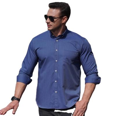 China 2021New Design Spring Stretch Shirt Autumn Plus Size Men's Long Sleeved Casual Denim Shirt Men's Anti-pilling Shirt for sale