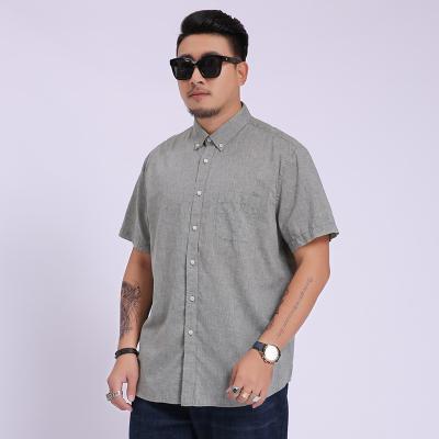 China 2021 Summer Waist Quality Anti-pilling Button Down Collar Casual Style Plain Dyed Shorts Sleeved Cotton Canvas Mens Shirts for sale