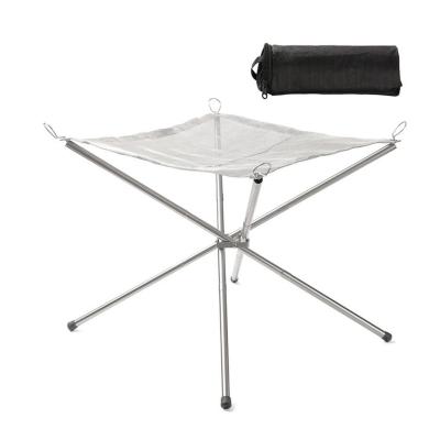 China Stainless Steel Mesh Fire Stand Bracket Outdoor Folding Collapsing Fire Pit For Camping Backyard Garden Drinking Barbecue for sale