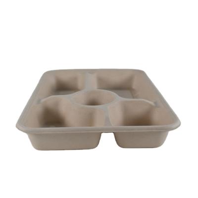 China Waterproof Biodegradable Sugarcane Bagasse Food Bowl With Lid Bagasse Compartment Takeway Container Clamshell With Lid for sale