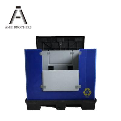 China New Strong Industrial Logistic Foldable Warehouse HDPE Storage Equipment Large Plastic Pallet Box Storage Box for sale