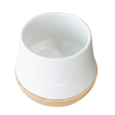 China Viable Durable Bamboo White Ceramic Coffee Machine Accessories Coffee Cup Holder Tea Set Coffee Pot for sale