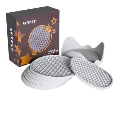 China Gray Heat-Resistant Honeycomb Silicone Hot Mat Portable Coaster Round 13*13*5cm Viable Pot Holder for sale