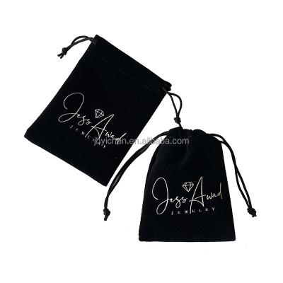 China Logo Black Flannel Hair Clippers custom made recyclable bags small velvet boutique pouches 9x12cm for sale