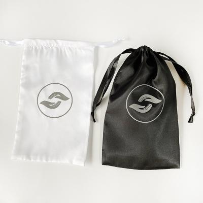 China Custom Logo White Silk Drawstring Lingeries Gift Bags Satin Bar Sets Pouches for sale