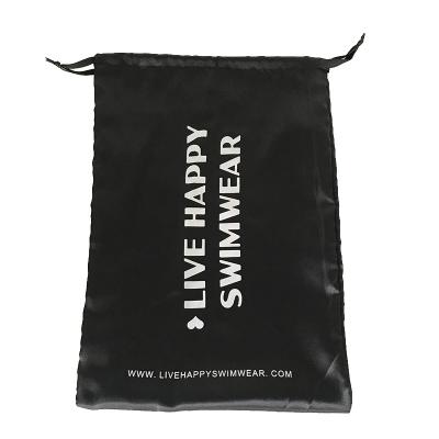 China Custom Logo Silk Satin Drawstring Gift Clothes Bags Pouches For Packaging Underwear for sale