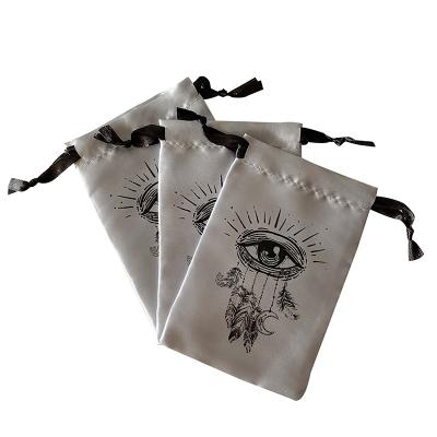 China Custom Logo Satin Silver Silk Lashes Pouches Gift Bags For Packaging Eyelash Extensions for sale