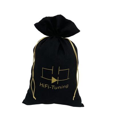 China Gold Logo Large Velvet Christmas Gift Recyclable Custom Pouch Suede Drawstring Bags For Holidays for sale