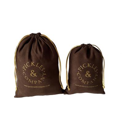 China Gold Logo Velvet Santa Gift Pouch Recyclable Custom Suede Drawstring Bags For Valentine's Day for sale