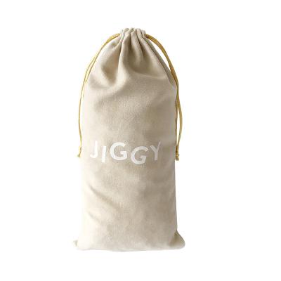 China Recyclable Custom Logo 13x28cm Velvet Cord Body Care Bags Suede Pouch For Makeup Tools for sale