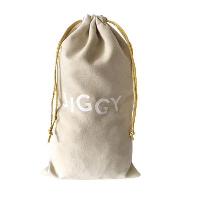 China Custom Jewelry Logo Velvet Drawstring Skin Care Bottle Bags Suede Pouch For Shampoo for sale