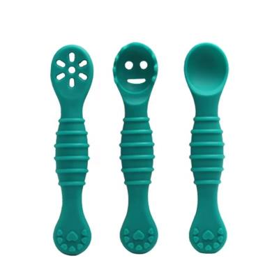 China BPA Free Wholesale Silicone Long Handle Baby Handle Food Grade Silicone Spoon for sale