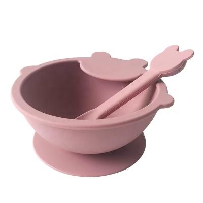 China Baby Feeding Set Baby Feeding Bowl Silicone Bowl Spoon Silicone Supplies Product BPA Free Baby Suction Silicone Baby Bowl For Sale for sale