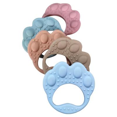 China BPA Free Non-Toxic Waterproof Baby Soft Silicone Bear Foot Teether Toy For Infant Chew Gum Toy for sale