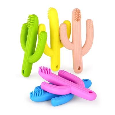 China Baby Soft Hot Sale Silicone Training Funny Toothbrush Teether Toy for sale